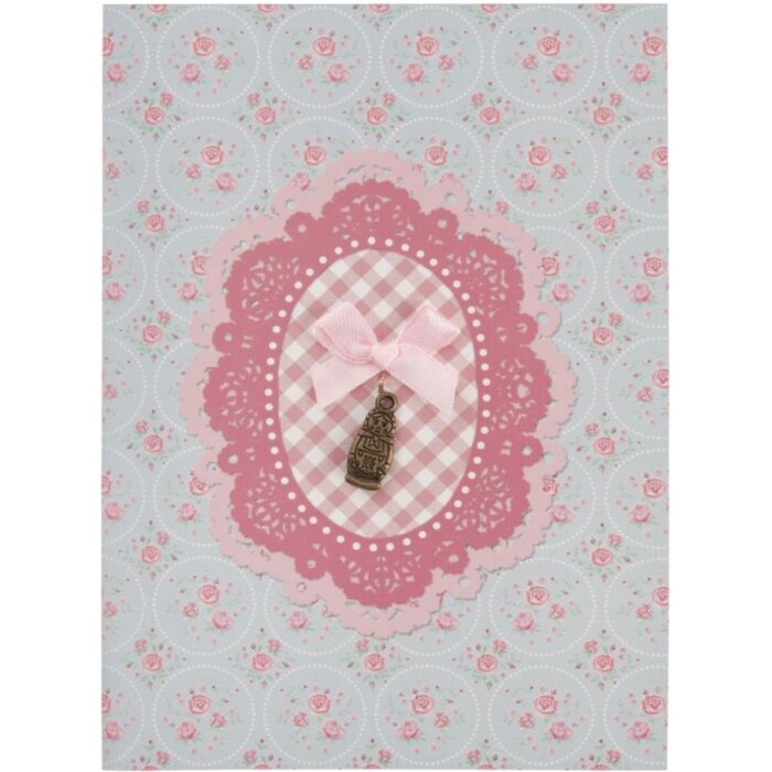 Clayre & Eef Grußkarte Matroschka 10x13,5 cm Rosenmuster Spitzenemblem