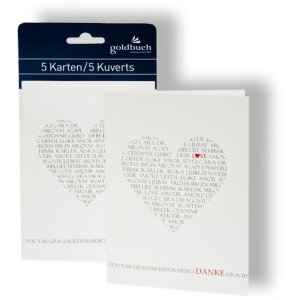 Goldbuch Danksagungskarte Love 5er Pack C6 Weiß...