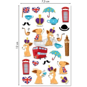 Packung mit Stickers Cooky 3D London, 7,5x12cm, 1 Bogen