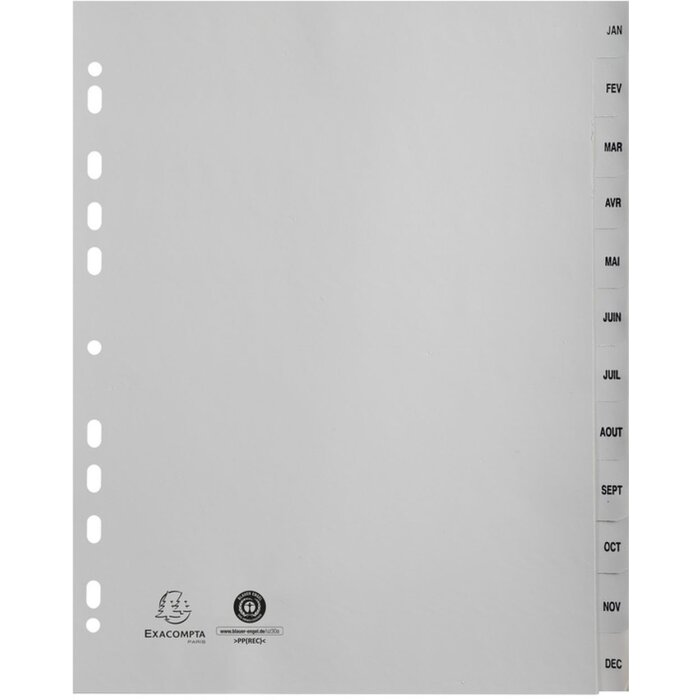 Регистратор для рингбуков Exacompta, A4 XXL, серый, 12 отделений