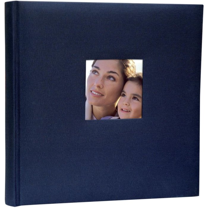 ZEP Leinen Fotoalbum Velina blau 24x24 cm 40 weiße Seiten mit Pergamin