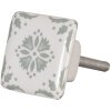 Clayre & Eef 62346 Дверная ручка 3 см белый серый керамический квадрат