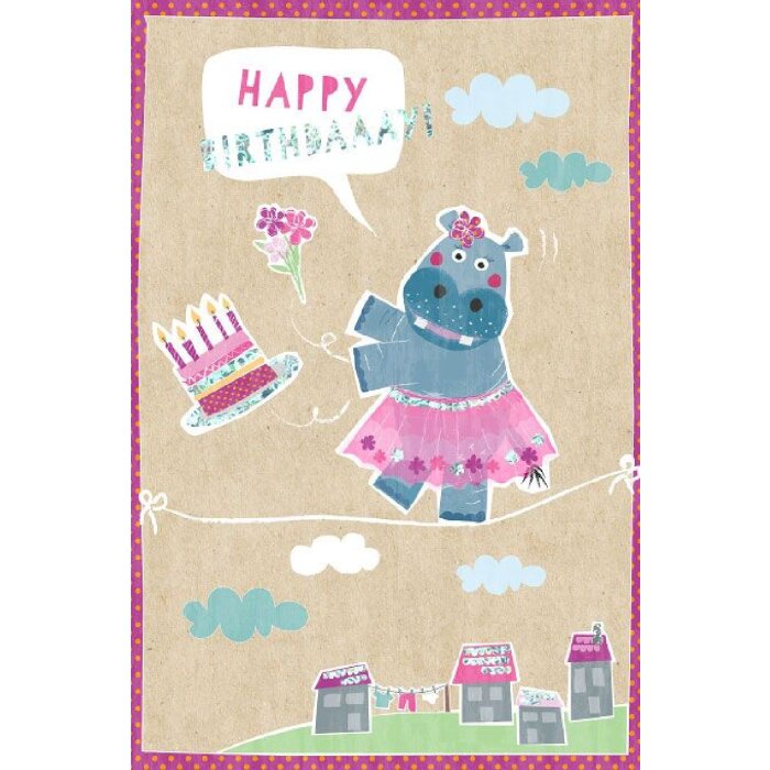 ARTEBENE Открытка Birthday Hippo Балерина, многоцветная