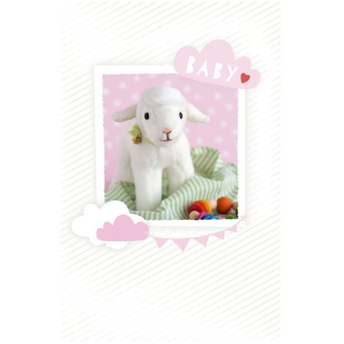 ARTEBENE Открытка к рождению "Розовый ягненок" с конвертом