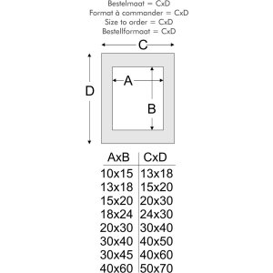 Деревянная рамка S40A белая 50x70 см - 40x60 см