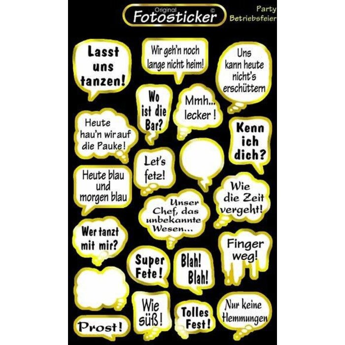 Sticker Party Betriebsfeier Motiv 14 Sticker Sprüche 10,7x17 cm selbstklebend