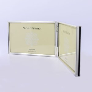 ZEP Metall-Doppelrahmen DENISE 2 Fotos 13x18 cm Querformat versilbert