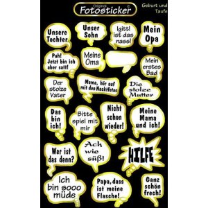 Sticker Geburt und Taufe Motiv 9 Stickerkarten lustige...