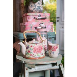 Clayre & Eef 6CETE0028 Заварочный чайник с ситечком 700 мл разноцветные цветы