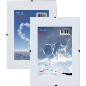 HNFD Cliprahmen 10,5x15 cm bis 70x100 cm Normal Antireflex Acrylglas Rahmenlos