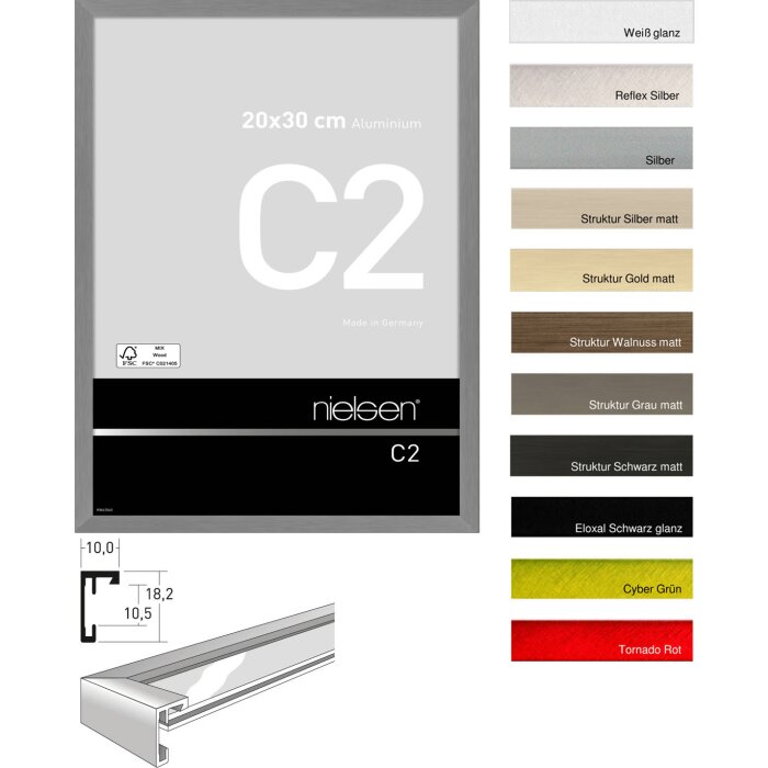 Nielsen C2 алюминиевая рамка для картин от 10x15 см до 70x100 см