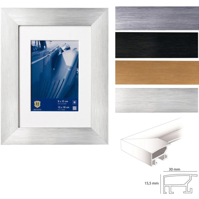 Алюминиевая фоторамка Henzo Luzern со скошенным срезом passe-partout