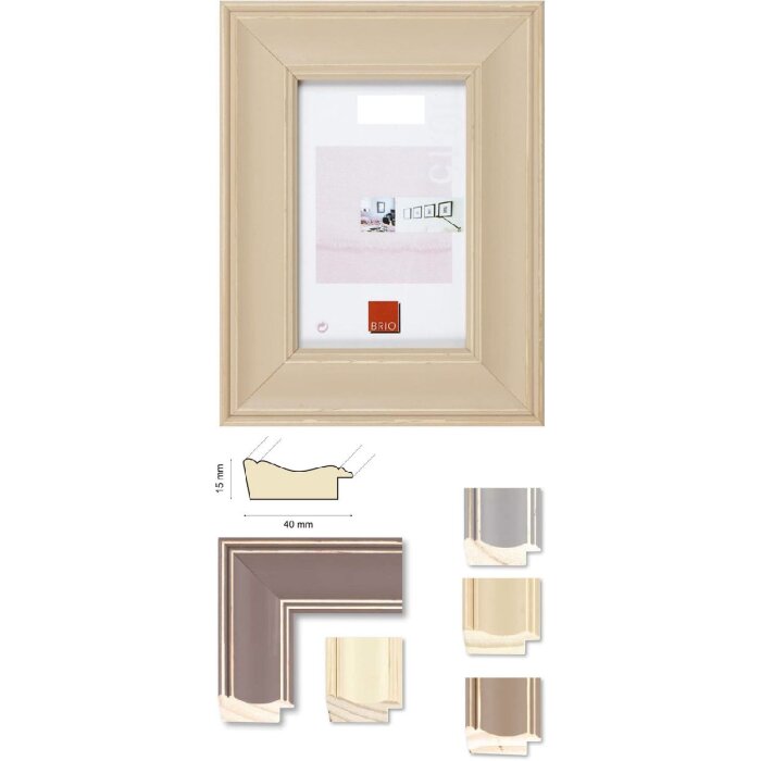 Ceanothe Holzrahmen Constance 40mm Flachprofil Klar Glas 10x15 bis 50x70 cm