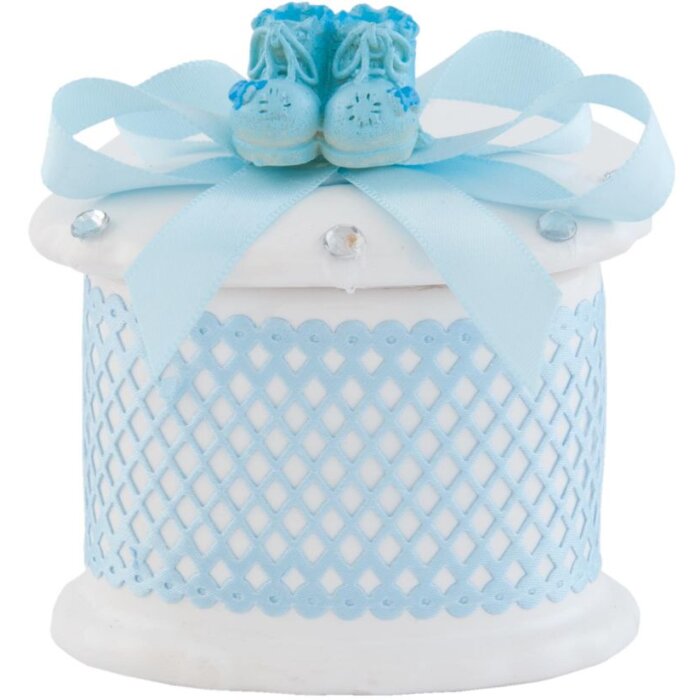 Коробочка из керамики Clayre & Eef синяя с мотивом туфелек