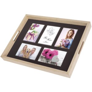 KIARA Fototablett ZEP 45x35 cm Holz natur schwarz weiß für 9 Fotos
