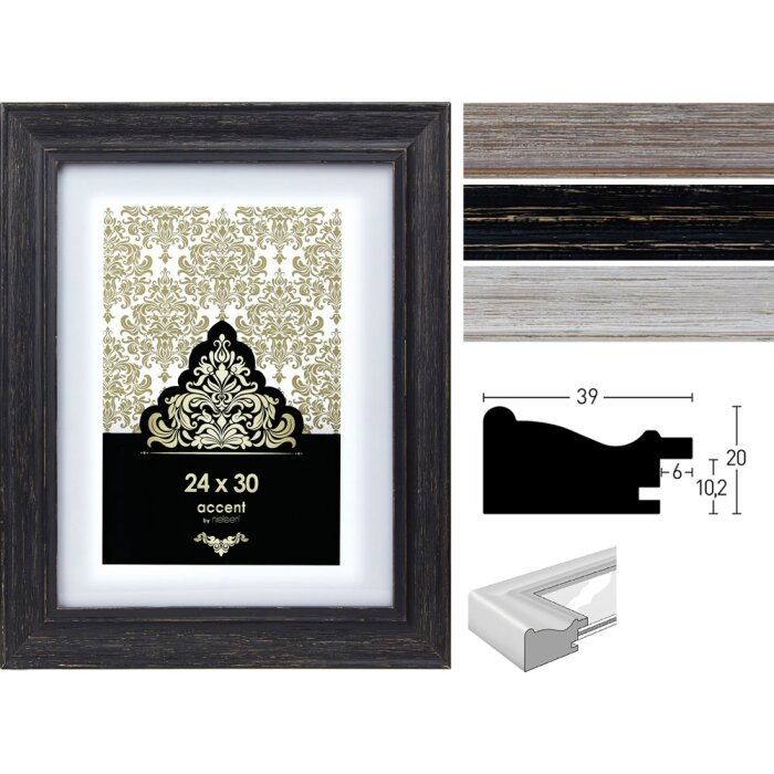 Nielsen Holzrahmen Vintage Braun Schwarz Weiß 13x18 cm bis 60x80 cm