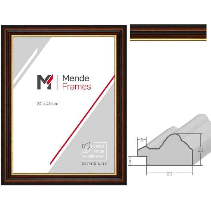 Фоторамка MendeFrames H015 с золотой кромкой, антик-дизайн, массивная древесина