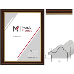 Фоторамка MendeFrames H015 с золотой кромкой, антик-дизайн, массивная древесина