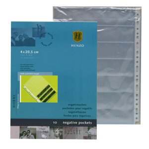 Henzo Negativtaschen für Ringordner 4x20,5 cm 10 Blatt Packung 70 Streifen