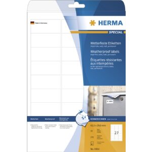 HERMA 4864 Inkjet-Etiketten A4 weiß 63,5x29,6 mm...