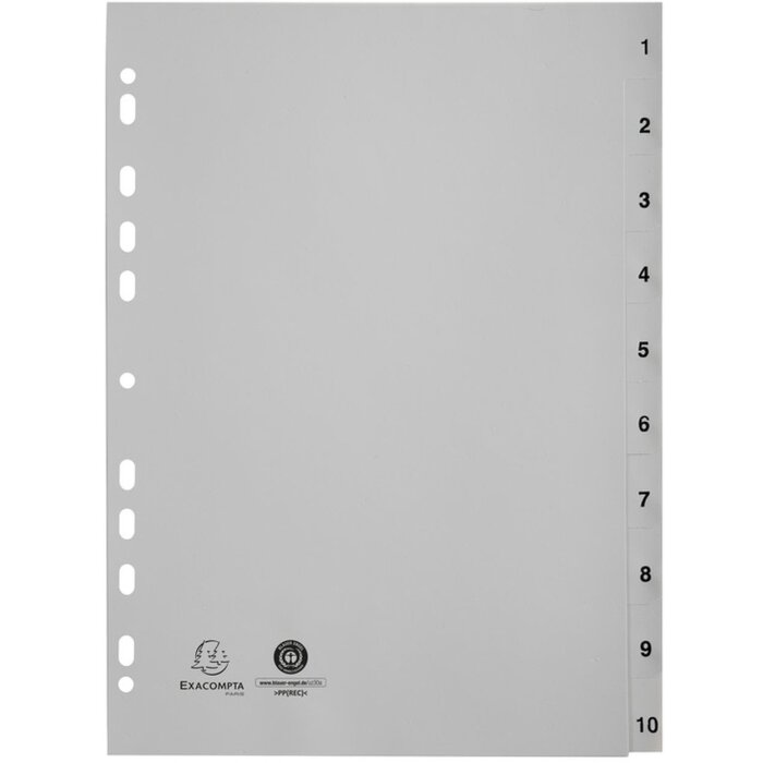 Регистр Exacompta 1710E А4 серый из переработанного полипропилена 120 мкм с ярлыками 1-10