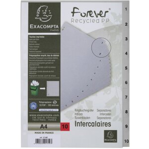 Регистр Exacompta 1710E А4 серый из переработанного полипропилена 120 мкм с ярлыками 1-10