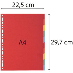 Регистр Exacompta 2010E DIN A4, 10 цветных разделов, маниловый картон 300 мк