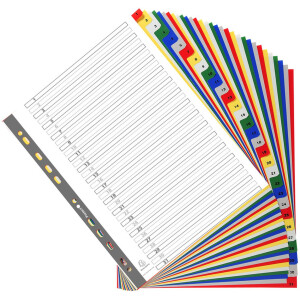 Exacompta 93E Register PP farbig mit Zahlenaufdruck 31 Fächer DIN A4 22,5x29,7cm