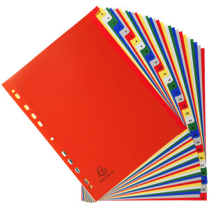 Exacompta 93E Register PP farbig mit Zahlenaufdruck 31 Fächer DIN A4 22,5x29,7cm