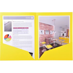 25er Packung Aktenmappen mit 2 Innenfächern aus Manila-Karton 220g - A4 Sonne