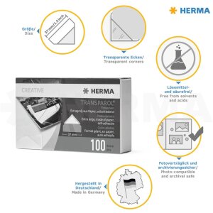 HERMA уголки для фотографий Transparol extra large 100 шт. самоклеящиеся