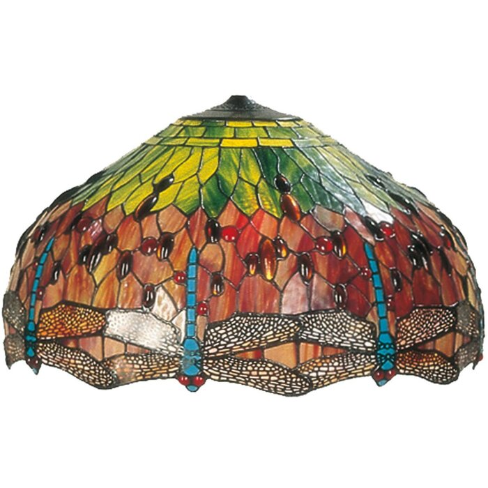 LumiLamp 5LL-1120 Абажур Tiffany Ø 62x32 см Зеленое красное стекло Стрекоза