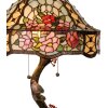 Настольная лампа LumiLamp 5LL-5631 Tiffany Ø 45x62 см зелено-розовые стеклянные цветы