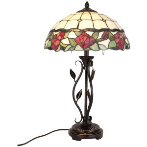 Настольная лампа LumiLamp 5LL-5785 Tiffany Ø 35x61 см бежево-зеленая стеклянная роза