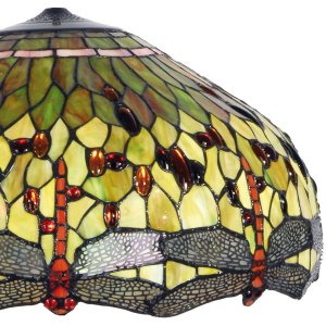 LumiLamp 5LL-9200GR Абажур Tiffany Ø 51x30 см Зеленое красное стекло Стрекоза