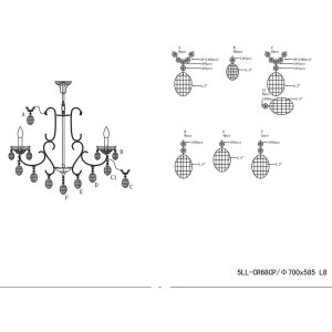 Люстра из железа и стекла Ø 70 см - 5LL-CR68CP Clayre Eef