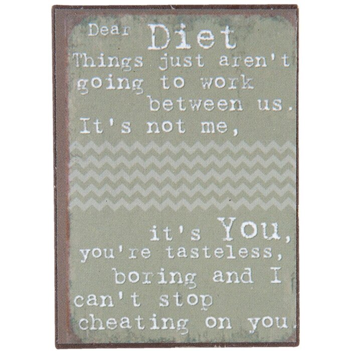 Clayre & Eef Magnet 6Y2177 grau 5x7 cm Eisen Spruch Magnet