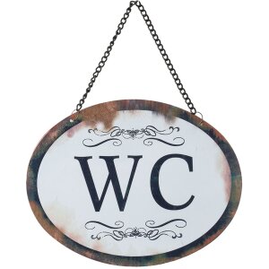 Жестяная табличка WC 17x13 см - белый