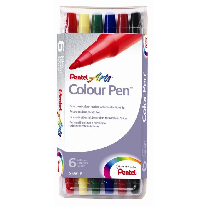Pentel Colour Pen 6er-Set sortierte Farben 0,6 mm