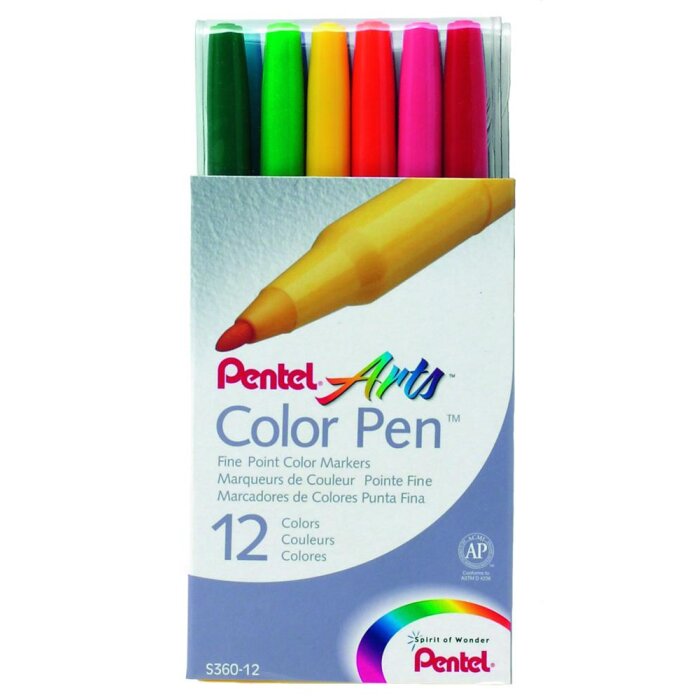 Pentel Набор из 12 цветных ручек 0,6 мм в ассортименте