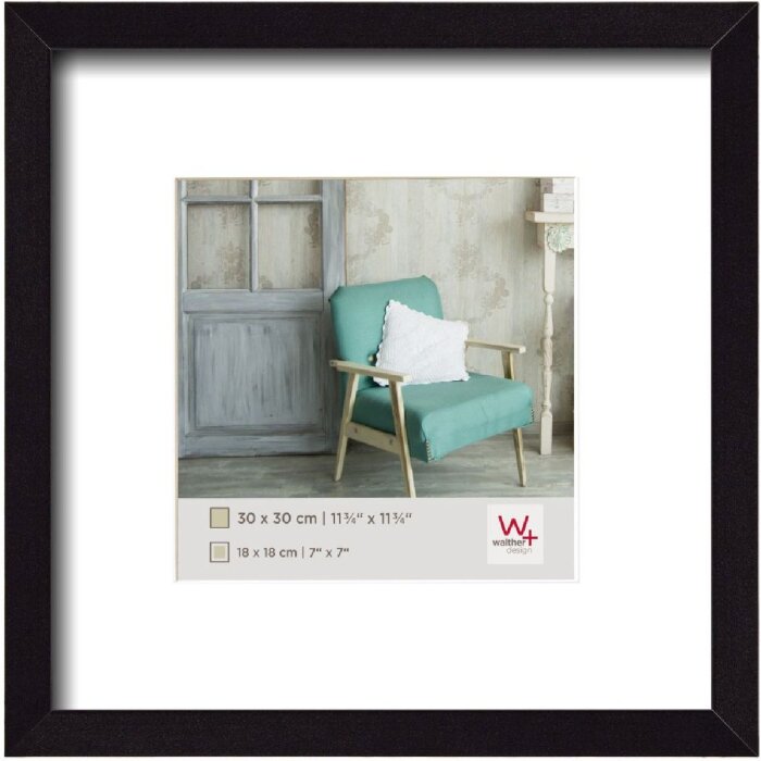 Деревянная рамка Walther Стокгольм черная 30x30 см с пассатижами 18x18 см