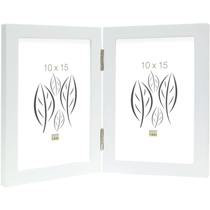 Двойная рамка из белого дерева 13,0 x18,0 см S68FK портретный формат
