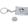 Foto-Schlüsselanhänger mit Münze für Einkaufswagen silber Metall 3,5 x4,5 cm S59NC