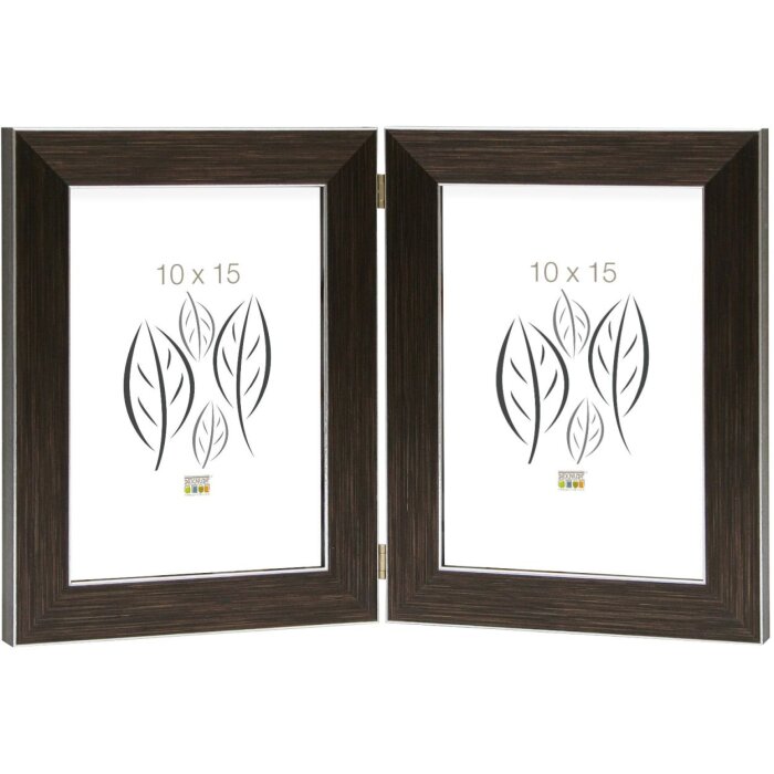 Двойная рамка S41VK3 коричневая 2 фотографии 10x15 см портретный формат