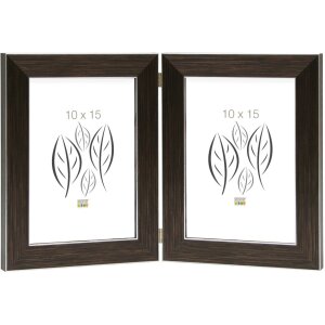Двойная рамка S41VK3 коричневая 2 фотографии 15x20 см портретный формат