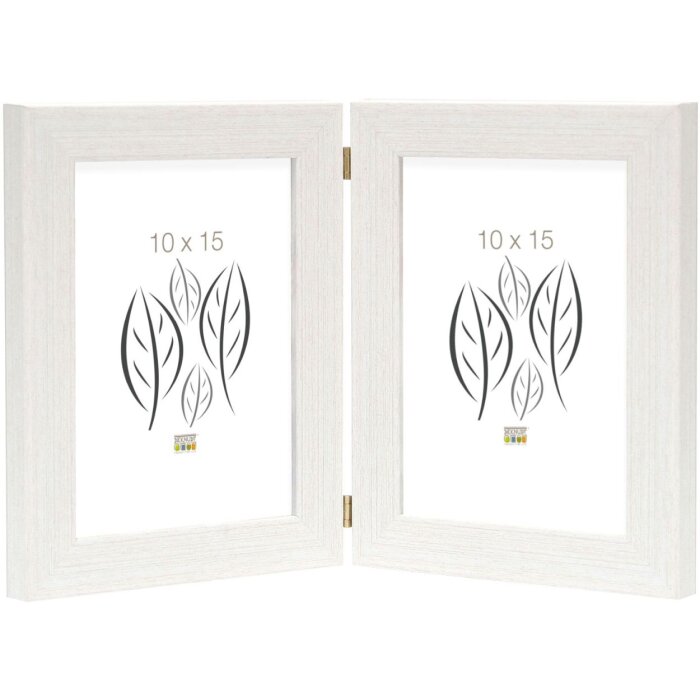 Двойная рамка S41VF1H белая 2 фотографии 10x15 см портретный формат