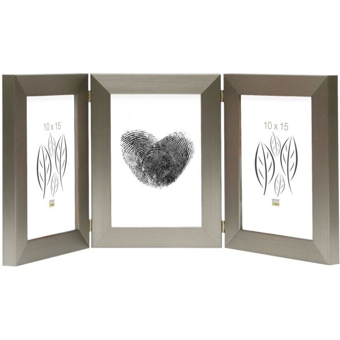 Тройная рамка S41VD1 серебро 3 фотографии 13x18 см портретный формат