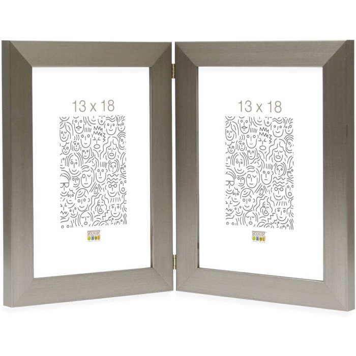 Deknudt Doppelrahmen S41VD1 Silber für 2 Fotos 10x15 cm Hochformat