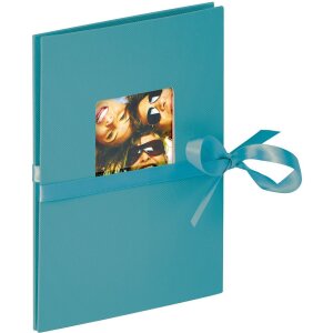 Walther Leporello Fun 12 Fotos 10x15 13x18 cm mit Schleife schwarzer Einband