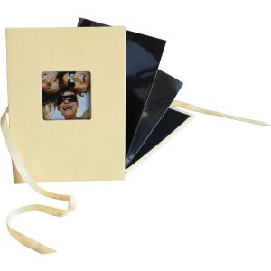 Walther Leporello Fun 12 Fotos 10x15 13x18 cm mit Schleife schwarzer Einband